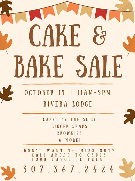 Cake & Bake Sale Oct. 19. Photo by Rivera Lodge.