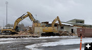 Demolition. Photo by Dawn Ballou, Pinedale Online.