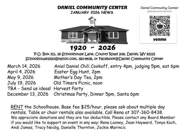 Daniel 2026 schedule of events. Photo by Daniel Community Center.