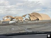 Roof damage. Photo by Wyoming Highway Patrol.
